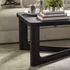 PexFix 50 Mesa de centro moderna rectangular estilo rústico de madera maciza con patas resistentes en forma de cruz, mesa central para el hogar, la oficina, la sala de estar, color negro
