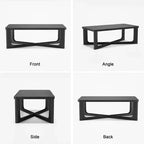 PexFix 50 Mesa de centro moderna rectangular estilo rústico de madera maciza con patas resistentes en forma de cruz, mesa central para el hogar, la oficina, la sala de estar, color negro