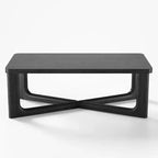PexFix 50 Mesa de centro moderna rectangular estilo rústico de madera maciza con patas resistentes en forma de cruz, mesa central para el hogar, la oficina, la sala de estar, color negro