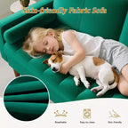 Dyonery 67 Sofá Sofá biplaza de terciopelo Sofá moderno de mediados de siglo con patas de madera maciza Beige