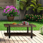Alaterre Furniture Modesto Banco de entrada de madera maciza de 48 pulgadas con estante de almacenamiento, acabado rústico natural con patas de metal negras y detalles de correas