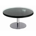Chintaly Imports,Contemporary Dual Round Top Motion Cocktail Table Glass & Solid Wood Top