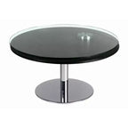 Chintaly Imports,Contemporary Dual Round Top Motion Cocktail Table Glass & Solid Wood Top