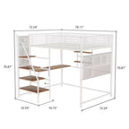 Cama alta Okak de tamaño completo con barandilla de seguridad, litera con escritorio, escaleras y estantes de almacenamiento, cama individual para niños y adultos