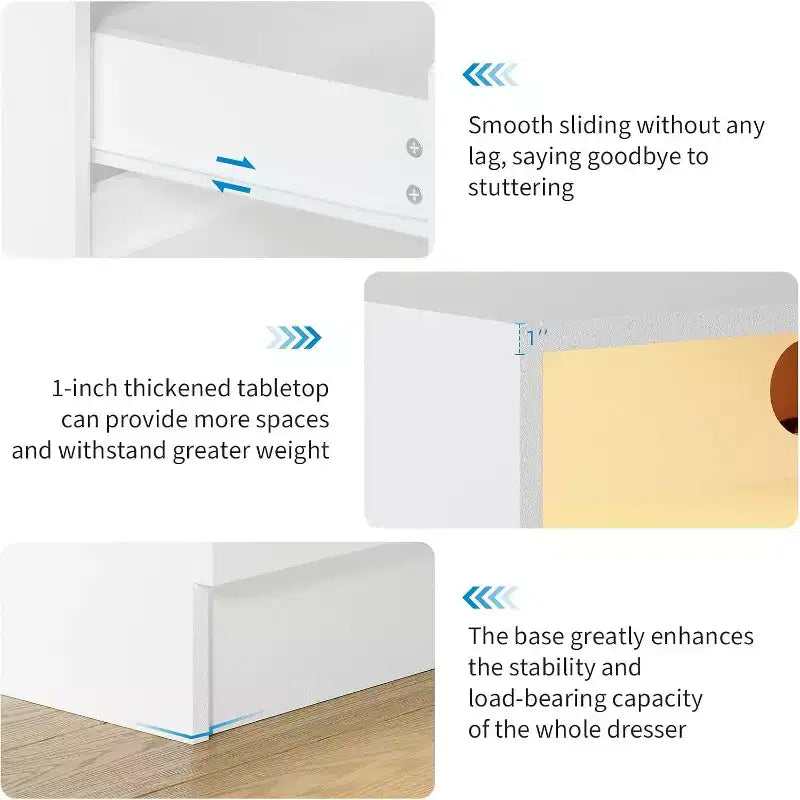 COZONY Cómoda Moderna de 4 Cajones con Iluminación Ambiental, Gabinete de Almacenamiento Multifuncional con Acceso Eléctrico, 2 unidades con envío en 2 cajas