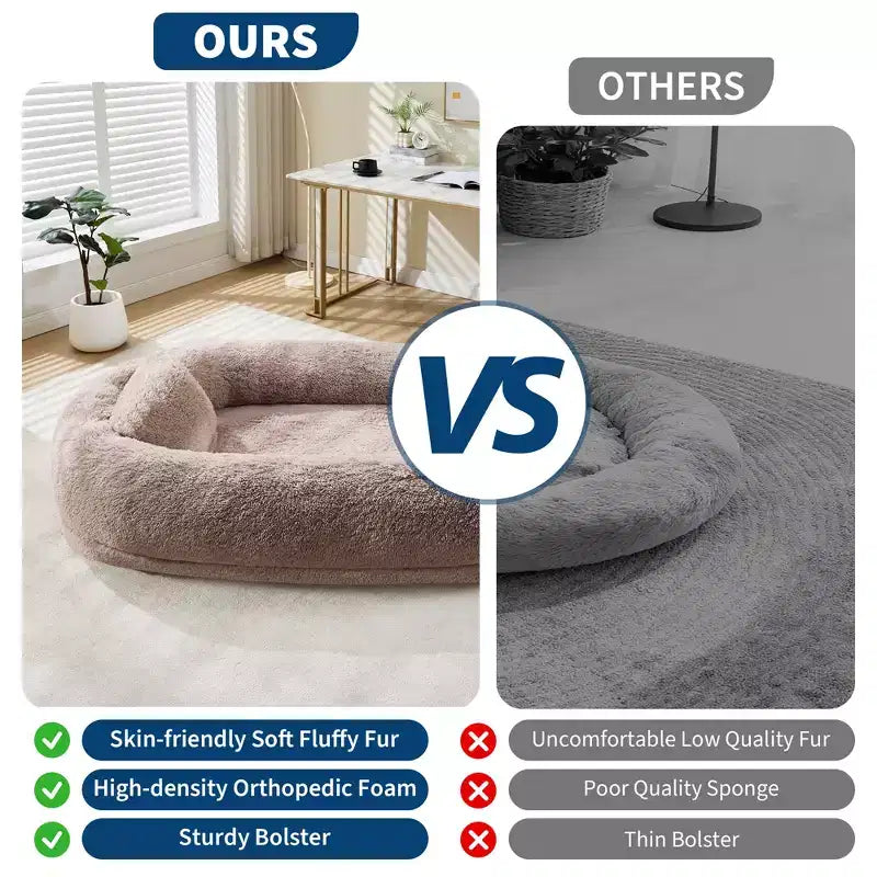 Cama para perros para humanos, para ti y tus mascotas, para dormir la siesta, cama ortopédica lavable de piel sintética para perros, 172 x 110 x 22 cm