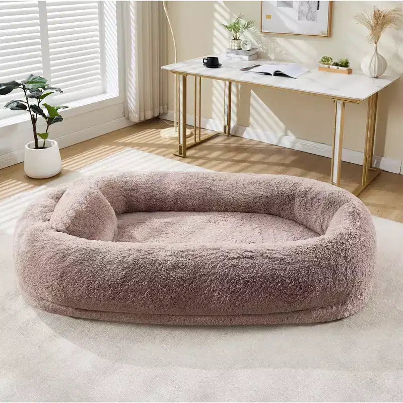 Cama para perros para humanos, para ti y tus mascotas, para dormir la siesta, cama ortopédica lavable de piel sintética para perros, 172 x 110 x 22 cm