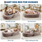 Cama para perros para humanos, para ti y tus mascotas, para dormir la siesta, cama ortopédica lavable de piel sintética para perros, 172 x 110 x 22 cm
