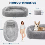Cama para perros para humanos, para ti y tus mascotas, para dormir la siesta, cama ortopédica lavable de piel sintética para perros, 172 x 110 x 22 cm
