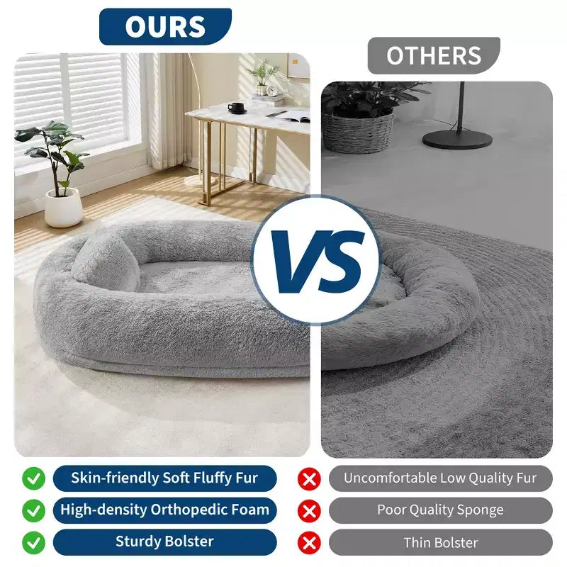 Cama para perros para humanos, para ti y tus mascotas, para dormir la siesta, cama ortopédica lavable de piel sintética para perros, 172 x 110 x 22 cm