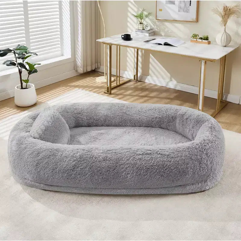 Cama para perros para humanos, para ti y tus mascotas, para dormir la siesta, cama ortopédica lavable de piel sintética para perros, 172 x 110 x 22 cm