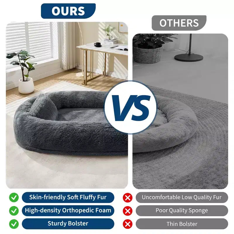 Cama para perros para humanos, para ti y tus mascotas, para dormir la siesta, cama ortopédica lavable de piel sintética para perros, 172 x 110 x 22 cm
