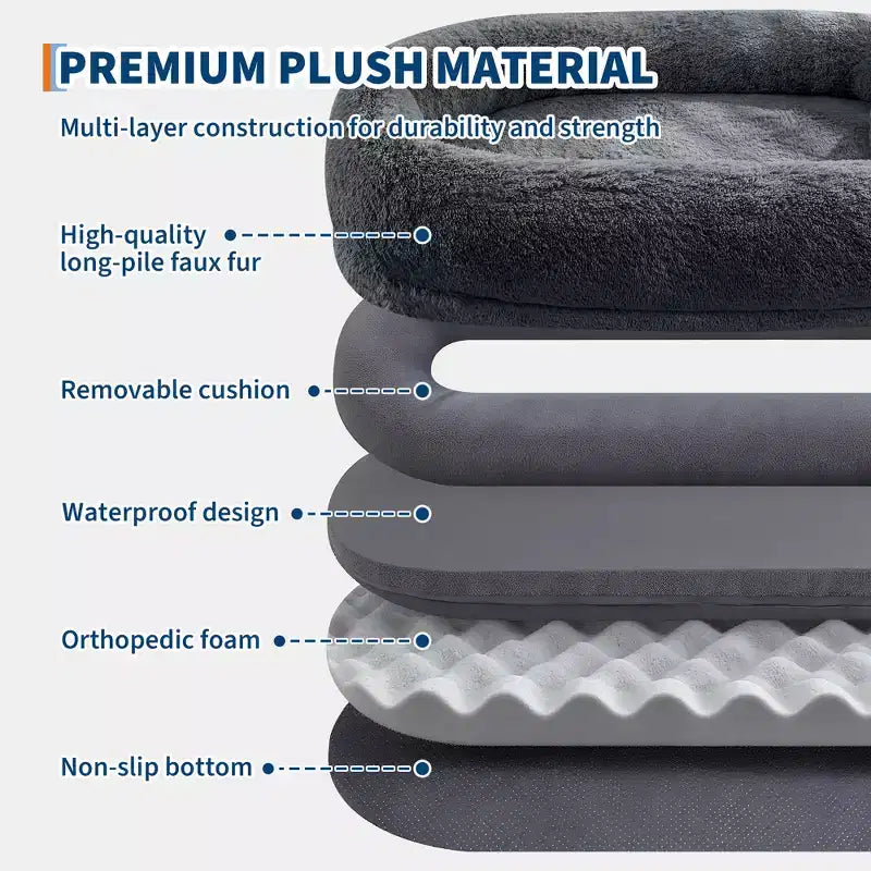 Cama para perros para humanos, para ti y tus mascotas, para dormir la siesta, cama ortopédica lavable de piel sintética para perros, 172 x 110 x 22 cm