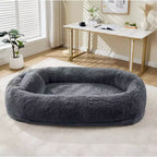 Cama para perros para humanos, para ti y tus mascotas, para dormir la siesta, cama ortopédica lavable de piel sintética para perros, 172 x 110 x 22 cm