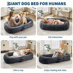 Cama para perros para humanos, para ti y tus mascotas, para dormir la siesta, cama ortopédica lavable de piel sintética para perros, 172 x 110 x 22 cm