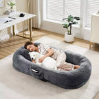 Human Dog Bed Fits You and Pets for People Doze Off, Washable Faux Fur Napping Orthopedic Dog Bed, 67.7  43.3  8.6