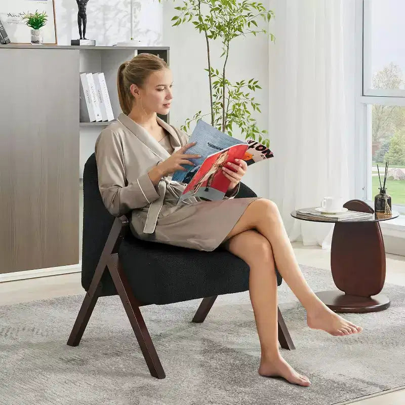 Sillón de estilo moderno, material PU, cómoda silla de lectura acolchada, sofá sin reposabrazos, adecuado para sala de estar y dormitorio