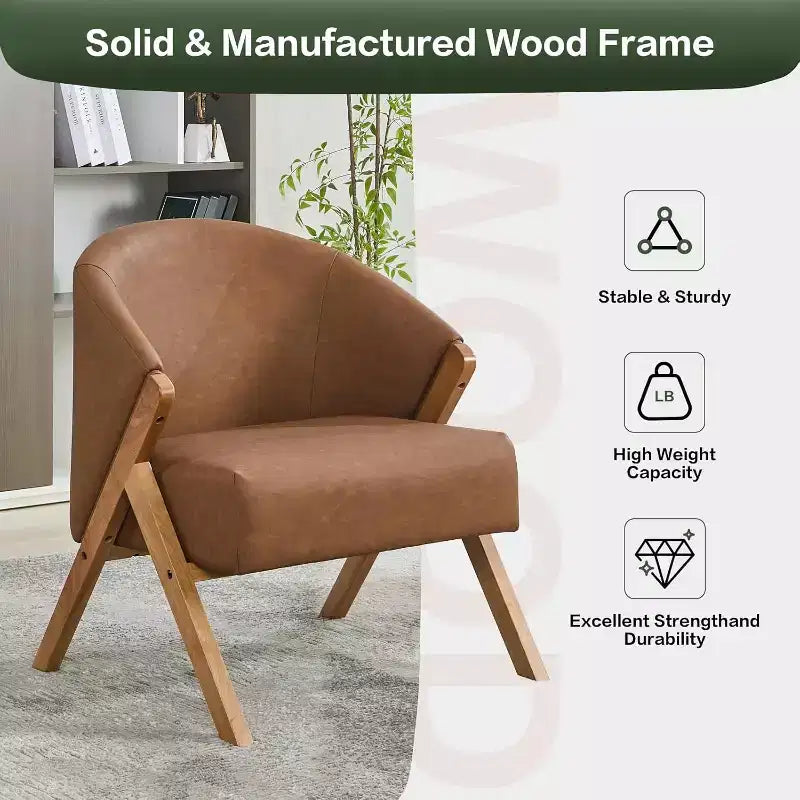 Sillón de estilo moderno, material PU, cómoda silla de lectura acolchada, sofá sin reposabrazos, adecuado para sala de estar y dormitorio