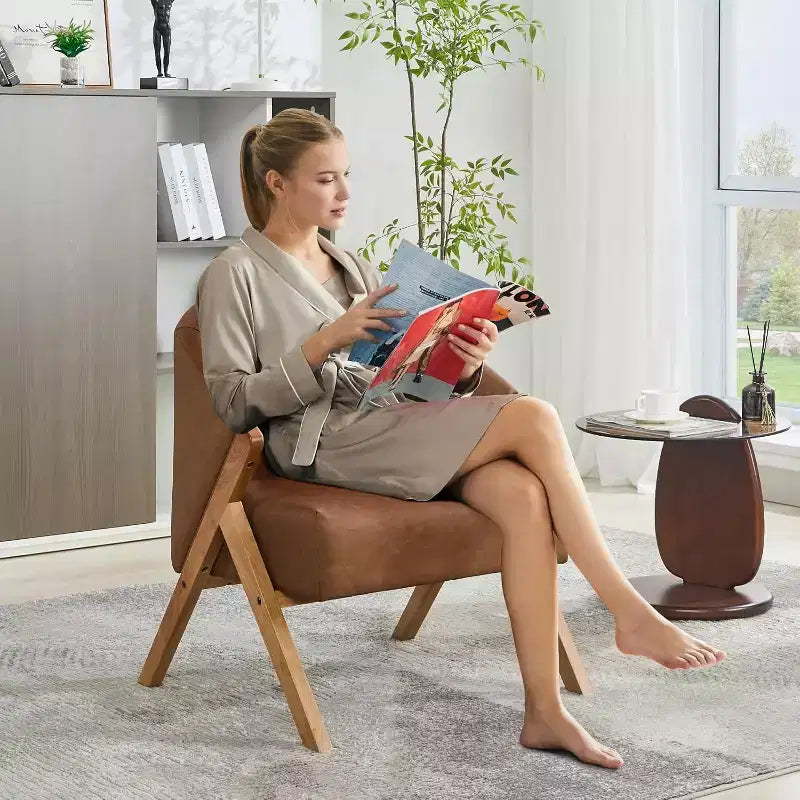 Sillón de estilo moderno, material PU, cómoda silla de lectura acolchada, sofá sin reposabrazos, adecuado para sala de estar y dormitorio