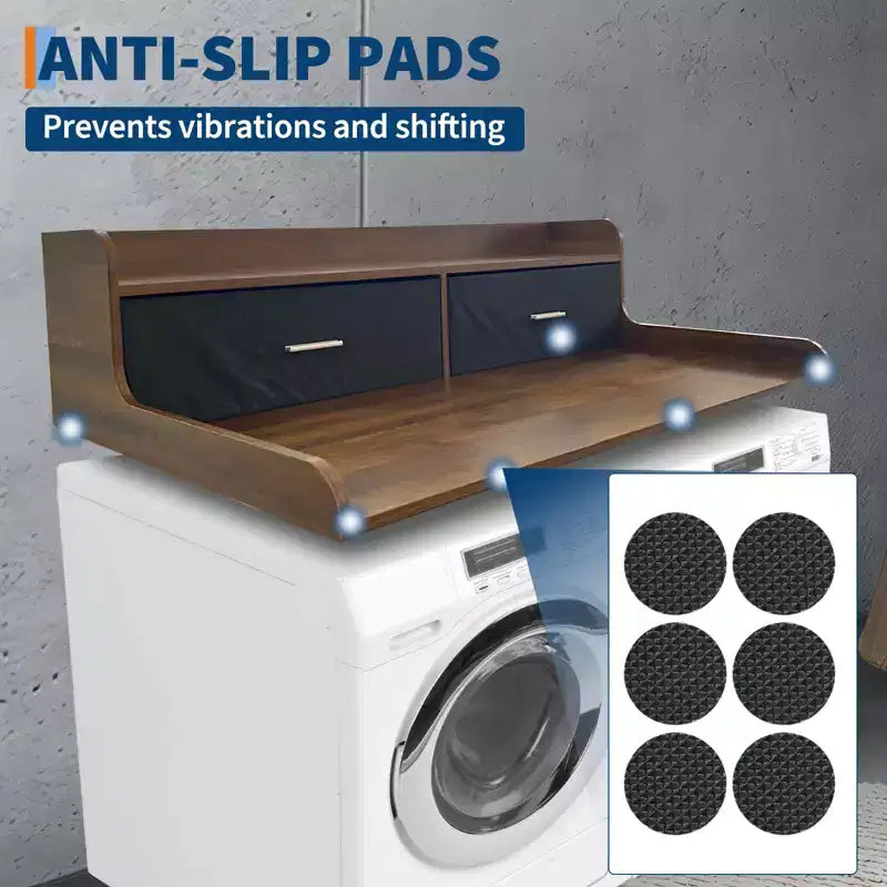 Encimera de lavandería, encimera para lavadora y secadora de 2 niveles con 2 cajones - Barandillas de 2.75'' de borde, madera impermeable, almohadillas antideslizantes (54''Ancho 27.55''Profundidad)