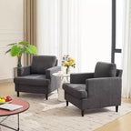 Sillón de tela de lino tapizado cómodo estilo moderno de mediados de siglo con cojín grueso y patas, asiento profundo y sin necesidad de montaje, para sala de estar, dormitorio