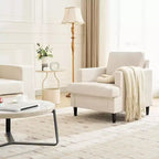 Sillón de tela de lino tapizado cómodo estilo moderno de mediados de siglo con cojín grueso y patas, asiento profundo y sin necesidad de montaje, para sala de estar, dormitorio