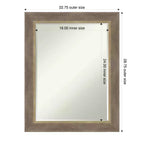 Espejo de pared de baño Amanti Art Driftwood Tan Petite Bevel de madera 28.75 x 22.75 pulgadas