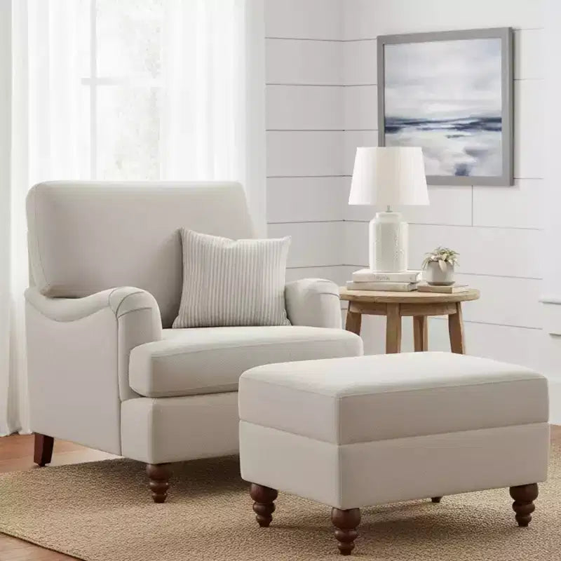 GDFStudio Candor Modern Upholstered Arm Chair and Ottoman Set