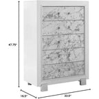 Cómoda vertical de plástico HomeStock de 19.75 pulgadas de alto con 5 cajones en acabado blanco