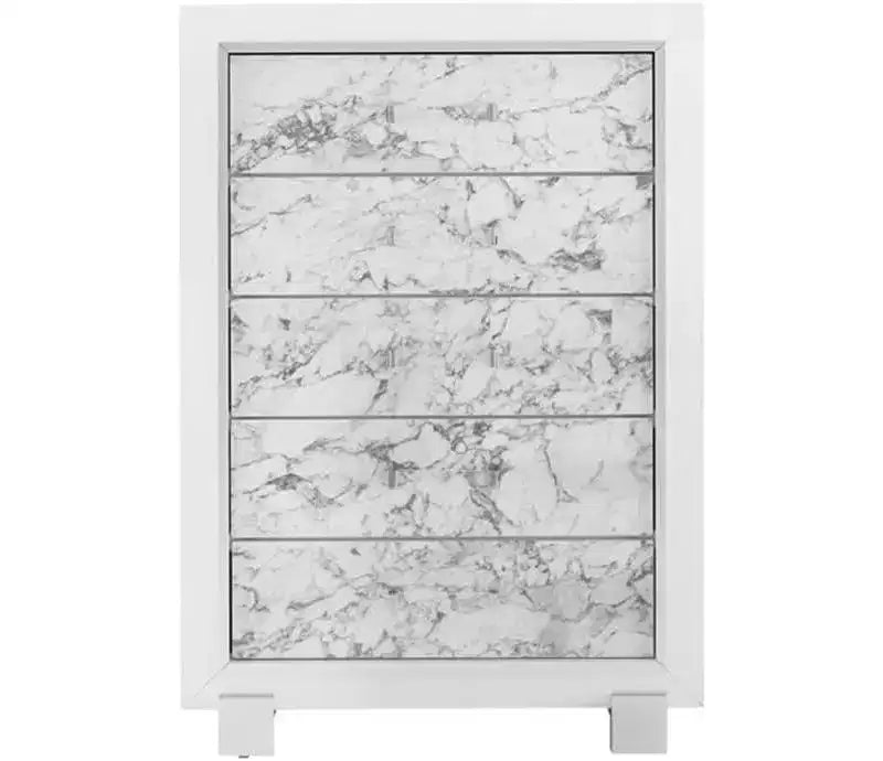Cómoda vertical de plástico HomeStock de 19.75 pulgadas de alto con 5 cajones en acabado blanco