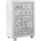 Cómoda vertical de plástico HomeStock de 19.75 pulgadas de alto con 5 cajones en acabado blanco