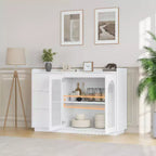 GustoWave 48W Buffet Cabinet Storage Cabinet with led, Sideboard Kitchen Buffet Table with 3 Drawers, Coffee Bar Cabinet, Elegant White