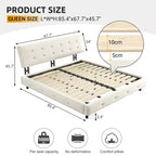 GDFStudio Purvis Modern Chenille Upholstered Platform Bed with Wood Slats and Metal Frame