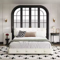 GDFStudio Purvis Modern Chenille Upholstered Platform Bed with Wood Slats and Metal Frame