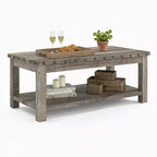 Beige Sofa Table, 47 Console Table with Storage Shelf, MDF Modern Coffee Table for Living Room, Entryway, Hallway