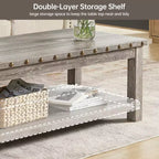 Mesa Sofá Beige, Mesa Consola de 47" con Estante de Almacenamiento, Mesa de Centro Moderna de MDF para Sala de Estar, Entrada, Pasillo