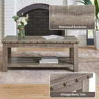 Mesa Sofá Beige, Mesa Consola de 47" con Estante de Almacenamiento, Mesa de Centro Moderna de MDF para Sala de Estar, Entrada, Pasillo