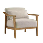 Okak Modern Natural Style Upholstered Armchair with Solid Wood Frame,Reading Leisure Chair for Living Rooms,Relaxation Areas