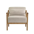 Okak Modern Natural Style Upholstered Armchair with Solid Wood Frame,Reading Leisure Chair for Living Rooms,Relaxation Areas