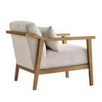 Okak Modern Natural Style Upholstered Armchair with Solid Wood Frame,Reading Leisure Chair for Living Rooms,Relaxation Areas