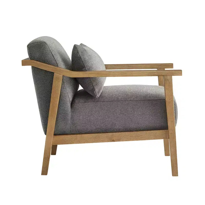 Okak Modern Natural Style Upholstered Armchair with Solid Wood Frame,Reading Leisure Chair for Living Rooms,Relaxation Areas