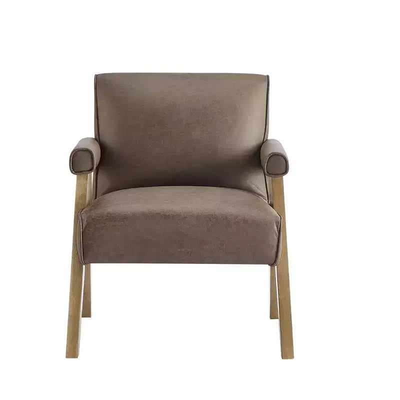 Okak Modern Natural Style Upholstered Armchair with Solid Wood Frame,Reading Leisure Chair for Living Rooms,Relaxation Areas
