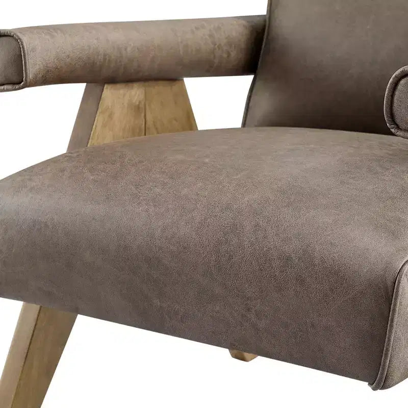 Okak Modern Natural Style Upholstered Armchair with Solid Wood Frame,Reading Leisure Chair for Living Rooms,Relaxation Areas