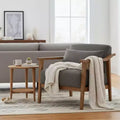 Okak Modern Natural Style Upholstered Armchair with Solid Wood Frame,Reading Leisure Chair for Living Rooms,Relaxation Areas