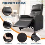 Power Lift Recliner Chair, Overstuffed PU Leather Single Sofa with Tall Back & 2 Side Pockets, Adjustable Home Theater Seating for Living Room