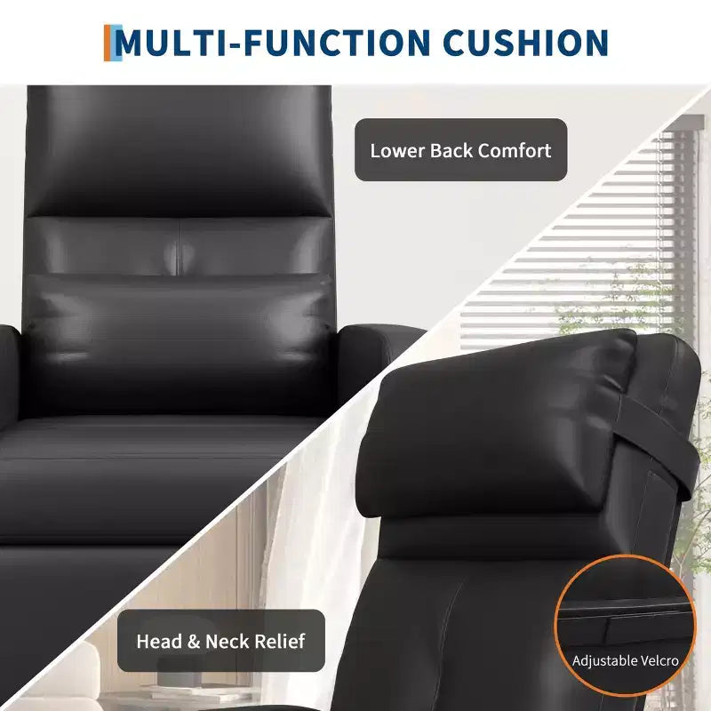 Power Lift Recliner Chair, Overstuffed PU Leather Single Sofa with Tall Back & 2 Side Pockets, Adjustable Home Theater Seating for Living Room