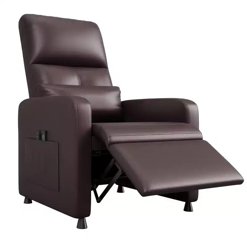 Power Lift Recliner Chair, Overstuffed PU Leather Single Sofa with Tall Back & 2 Side Pockets, Adjustable Home Theater Seating for Living Room
