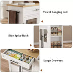 30-Inch Kitchen Island, Mobile Kitchen Cart with Storage Shelves & Cabinet, Stainless Steel Top, Rolling Kitchen Island for Small Spaces
