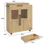 30-Inch Kitchen Island, Mobile Kitchen Cart with Storage Shelves & Cabinet, Stainless Steel Top, Rolling Kitchen Island for Small Spaces
