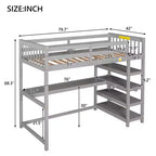 Okak 79.7IN Twin Size Loft Bed with L-Shape Desk, Twin Bed with Safety Guardrails and Storage Shelves, Loft Bed With Stairs for Bedroom